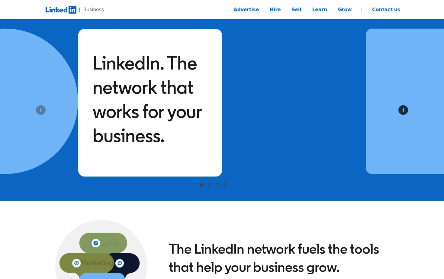 LinkedIn Business Solutions 页面快照